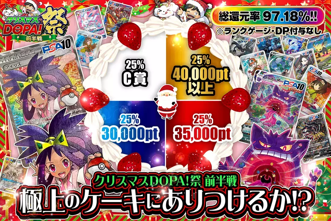 "クリスマスDOPA!祭 前半戦 極上のケーキにありつけるか!?" "総還元率97.18%!! ※ランクゲージ・DP付与なし"
