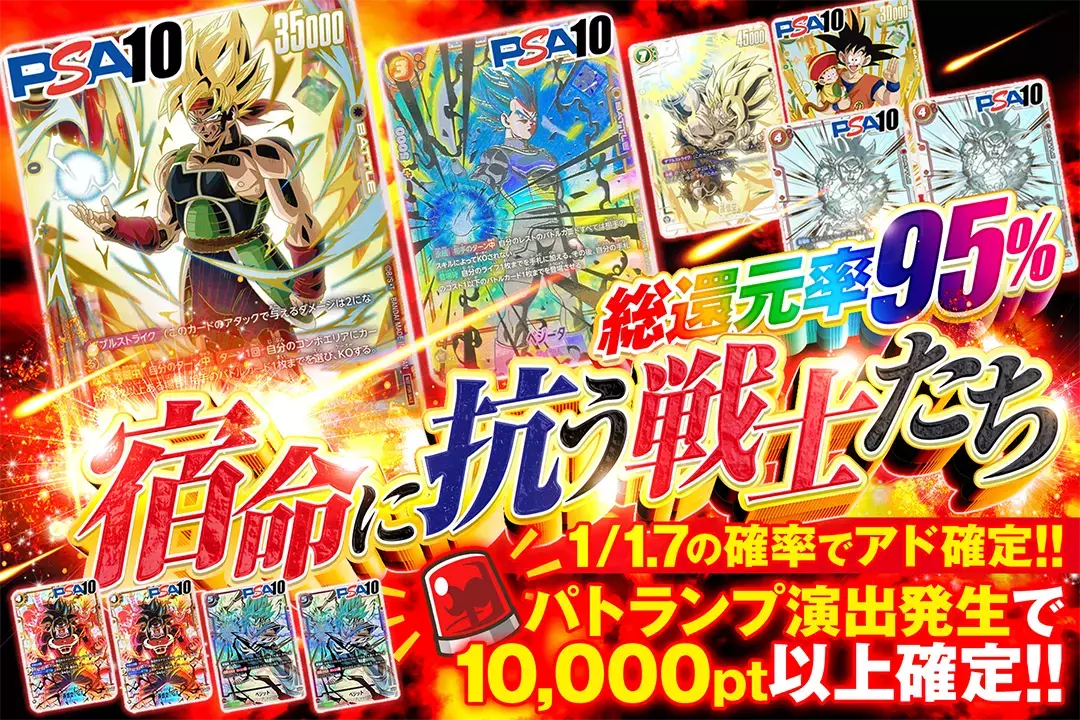 宿命に抗う戦士たち "総還元率95%!! 1/1.7の確率でアド確定!! パトランプ演出発生で10,000pt以上確定!!"