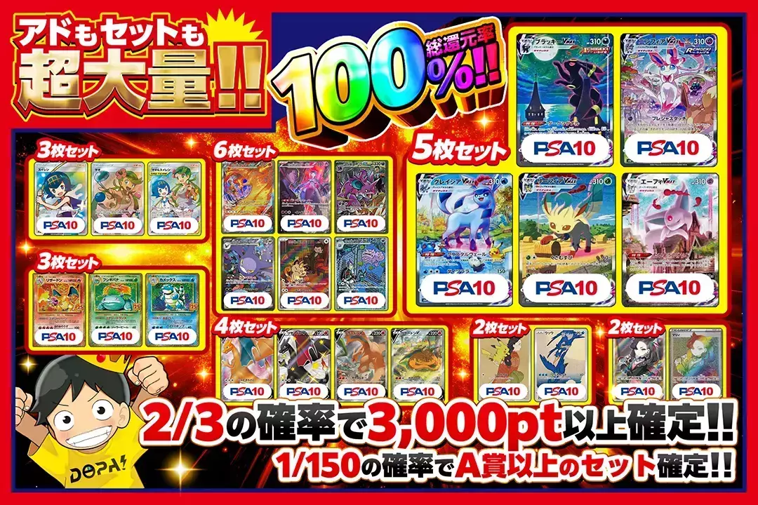 アドもセットも超大量!! 総還元率100%!! 2/3の確率で3,000pt以上確定