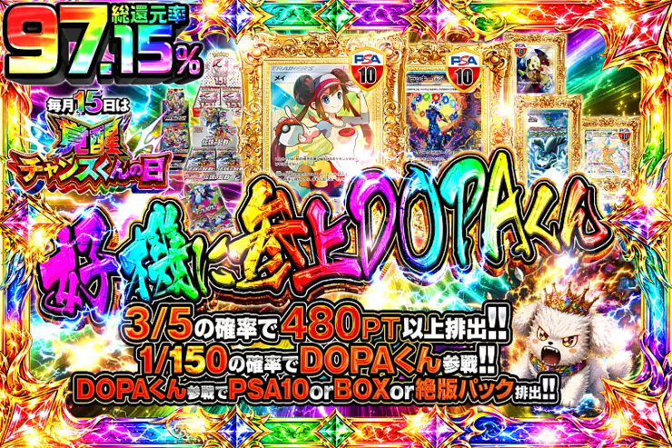 "毎月15日は覚醒チャンスくんの日 好機に参上DOPAくん"