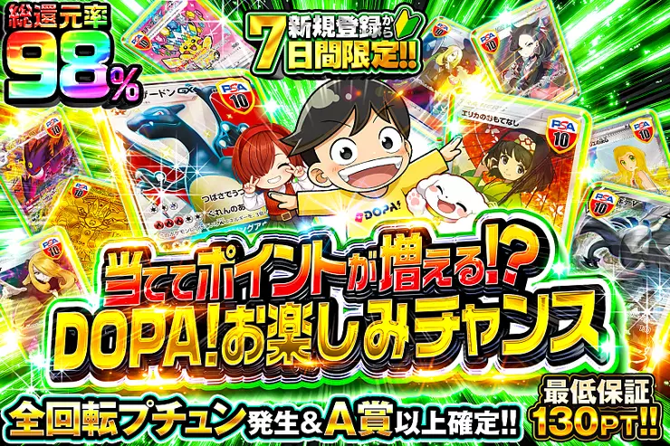 新規登録から7日間限定 当ててポイントが増える!? DOPA!お楽しみチャンス