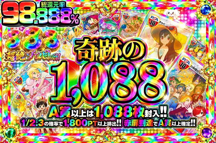 令和8年8月8日超絶ゾロ目の日! 奇跡の1,088